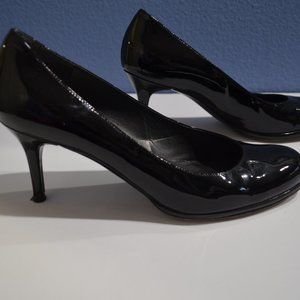 Stuart Weitzman Platswoon Low Platform Pump, Black Patent Leather, 9 1/2 Medium